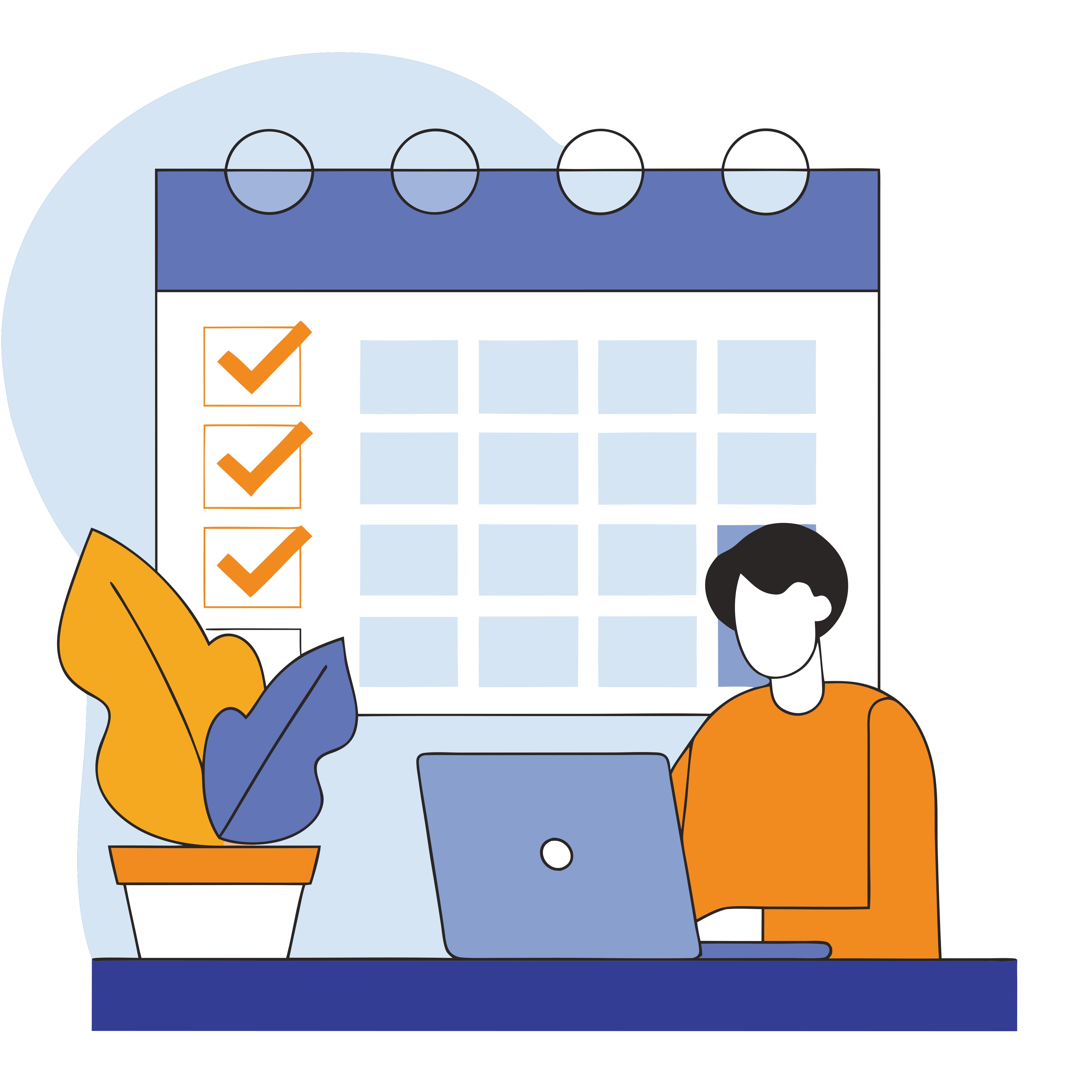 A task list with check marks